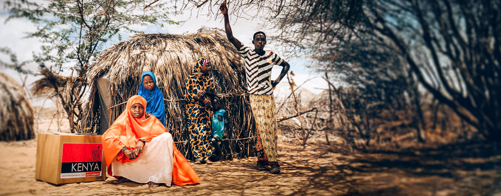 Needy family in Kenya receiving food aid as part of our Fidyah and Kaffarah programme. Penny Appeal donors made this possible.