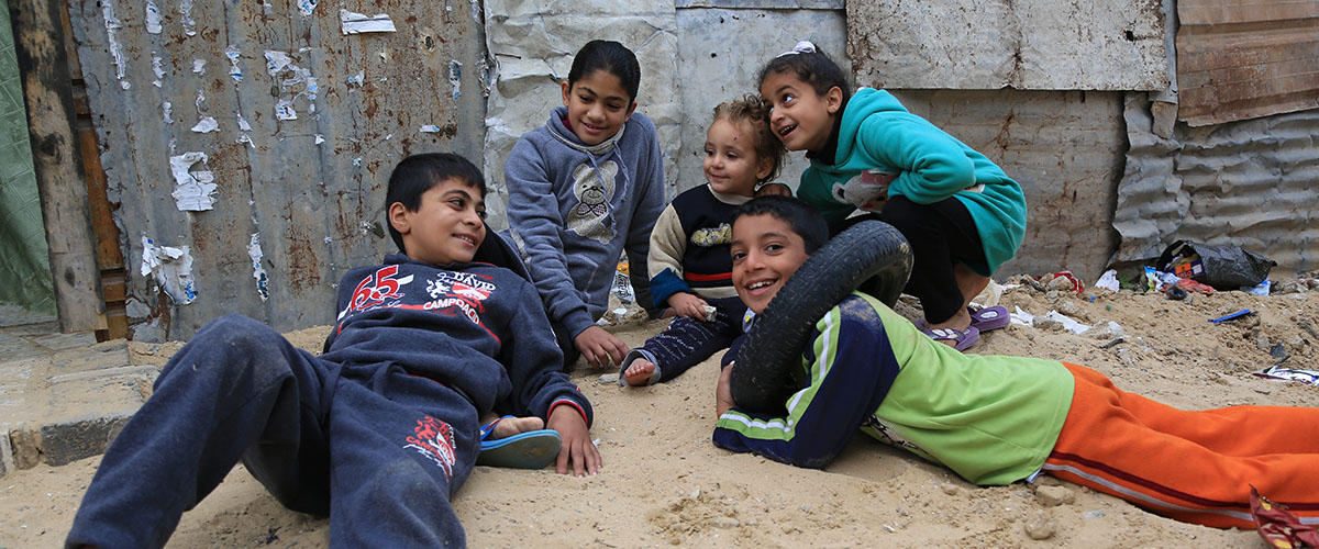 Poor children in Gaza