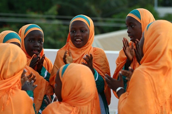 Orphaned muslim girls playing